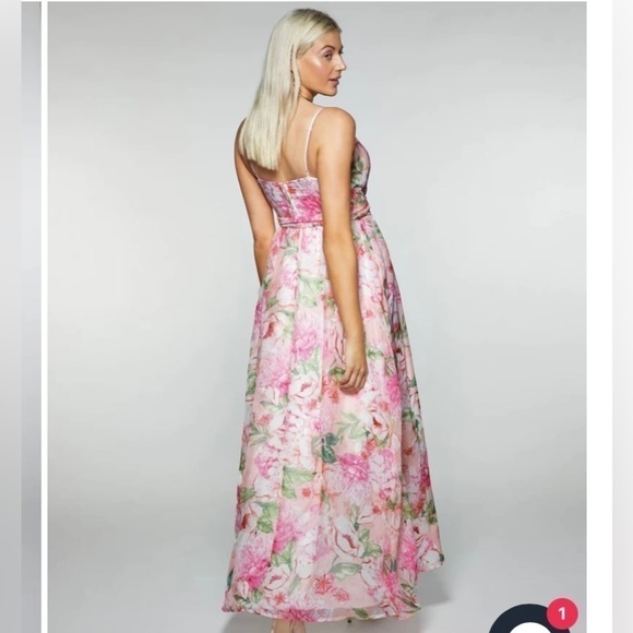 NWT TRIXXI Womens Juniors Floral Glitter Formal Dress - Picture 3 of 12